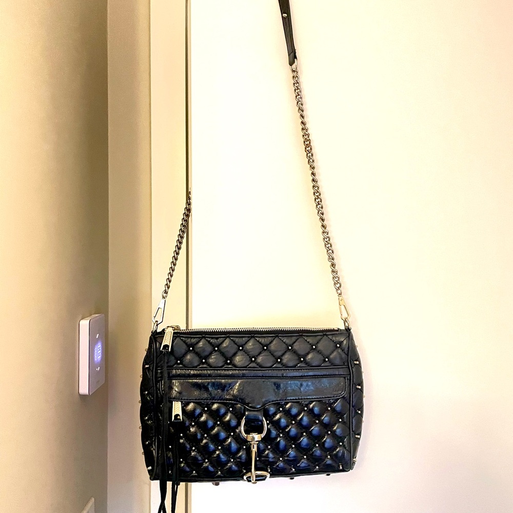 Rebecca Minkoff Mac crossbody studded zipper leather bag with chain strap-RARE